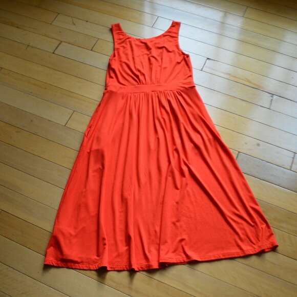Boden Women's Sleeveless Smock Waist Midi Dress US 6R Orange - Picture 8 of 11